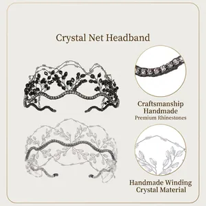 Elegant handmade crystal beaded bridal headband with intricate vine leaf design