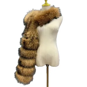 Elegant brown faux fox fur shawl wrap for women luxurious winter fashion accessory