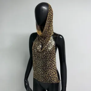 Haut licou à paillettes léopard étincelant avec ensemble de capuche assorti chic