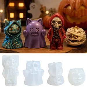 Moules en silicone Halloween DIY pour résine avec figurines finies assorties