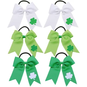 Set di 6 fiocchi per capelli San Patrizio con trifoglio verde per bambine