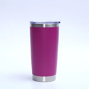 Detailed side view of the 20oz magenta vacuum insulated stainless steel tumbler cup