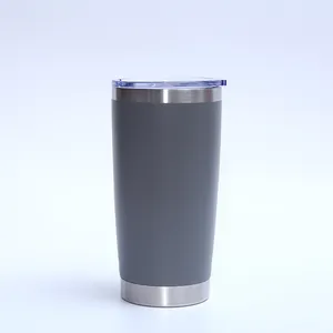 Durable 20oz dark gray 304 stainless steel vacuum insulated tumbler with clear lid