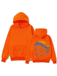Sweat à capuche orange oversize avec imprimé graphique 'Here Comes The Sun' au dos