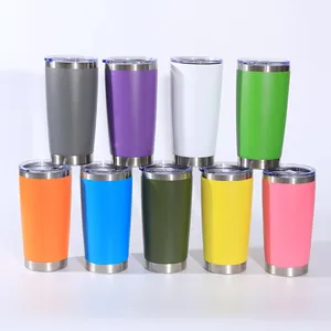 20oz Vacuum Insulated Stainless Steel Car Cup Double Walled Thermal Travel Mug With Lid Powder Coated Coffee Cup For Hot Cold Drinks