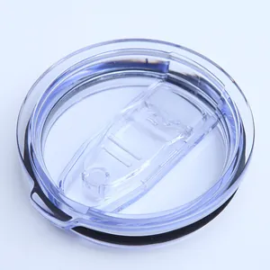 Clear 20oz tumbler lid with leak-proof black rubber seal for stainless steel cups