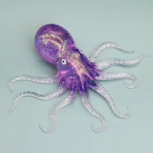 Colorful purple TPR octopus squishy toy with glitter for stress relief and fun