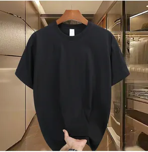 Detail view of premium black men's short-sleeve T-shirt showcasing soft and skin-friendly fabric