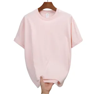 Premium loose fit 230g light pink short sleeve cotton T-shirt for men comfortable top