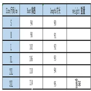 Size guide table for women's denim shirt dress featuring bust and length measurements.