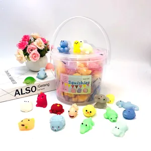 Süßes Tier Mochi Squishy Spielzeug Set im transparenten Eimer für Kinder