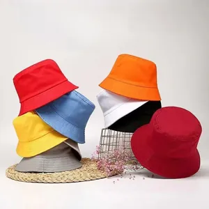 Vibrant multi-color canvas bucket hats set, perfect for summer sun protection and style.