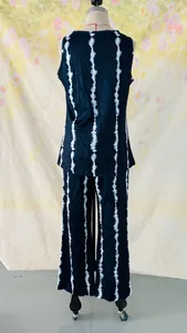 Ensemble casual 2 pièces femme, haut sans manches et pantalon taille haute à rayures