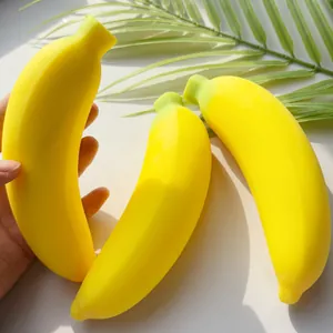 Realistic large banana squishy toy set for stress relief, sensory play and venting