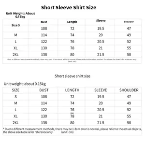 Detailed size chart for medieval renaissance shirt with bust and length measurements