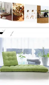 Comfortable green corduroy seat cushion for bay windows and tatami floor decor