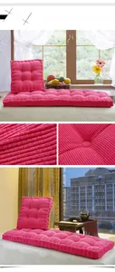 Detail views of pink corduroy seat cushion with 3D corn kernel texture and thick padding