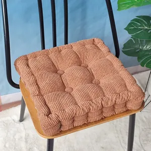 Thickened corduroy chair cushion with 3D corn kernel texture in terracotta color