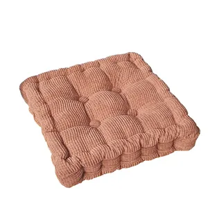 Thickened terracotta corduroy seat cushion with 3D corn kernel texture for chairs and tatami