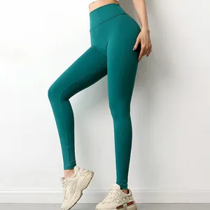 High-Waist-Yogahose in Blaugrün mit Peach-Lift-Effekt für das Fitnesstraining