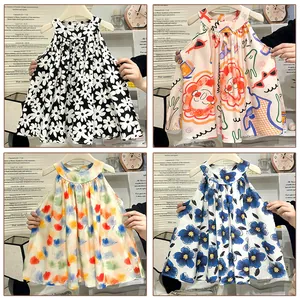 Assorted artistic floral and abstract prints for girls sleeveless summer tank dresses