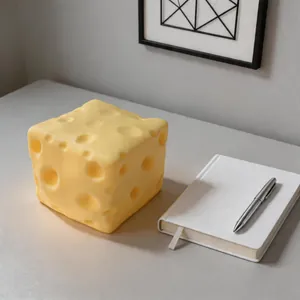 Large simulated Swiss cheese squishy toy for stress relief and office decor