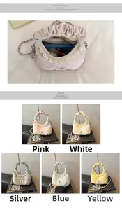 Detailed interior view and color variety of the cute ruched crossbody handbag for women