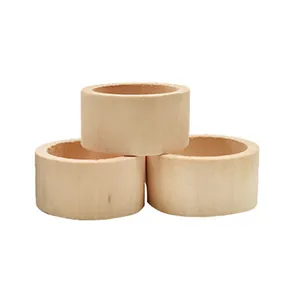 Set of 3 minimalist natural wooden napkin rings for table decoration