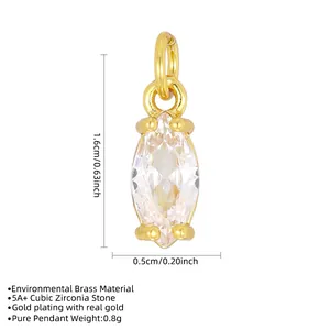 Vue détaillée d'un pendentif marquise en zircone plaqué or pour la création de bijoux