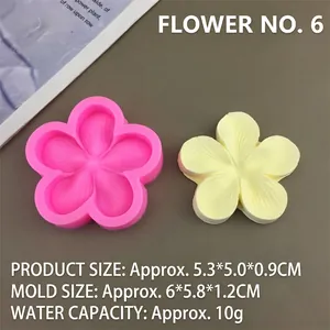 Detailed flower shaped silicone cake mold No.6 with specific size 6x5.8x1.2cm for DIY