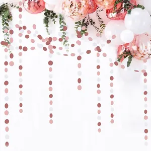 Elegant rose gold glitter circle paper garland for party and wedding decoration.