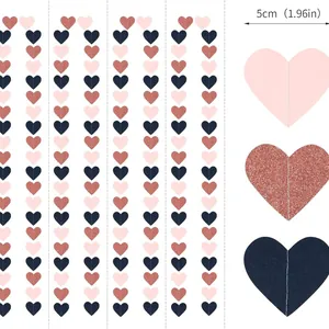 Glitter heart paper garland strings for party and wedding decorations, 5cm width