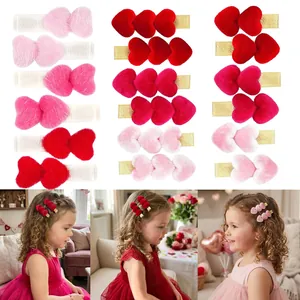 Kinder Herbst Winter Samt Herz Haarklammern Süße Prinzessin Herzförmige Entenschnabel Clips Für Mädchen Haarschmuck