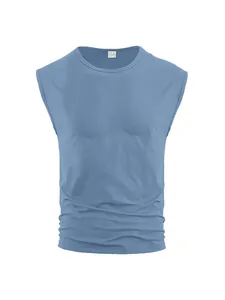 Men's lightweight light blue sleeveless sports tank top made of breathable polyester
