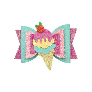 Colorata molletta per capelli a forma di cono gelato per bambine, accessorio glitter