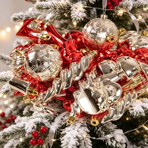 Festive 28pcs red and gold Christmas ornament set with ball mushroom and spiral shapes