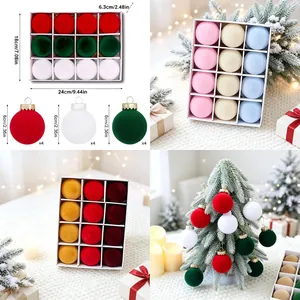 European Style Christmas Flocked Balls Matte Texture Tree Hanging Ornaments For Holiday Home Festive Party Decoration