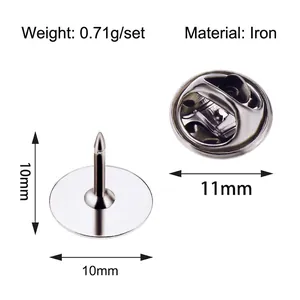 Set of 10mm iron blank lapel pins with butterfly clutch backs for DIY jewelry making