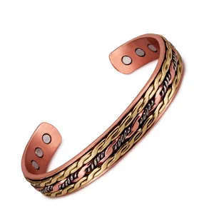 Adjustable Magnetic Copper Bracelet Twisted Woven Multi Color Cuff For Therapy Anti Fatigue Men Women