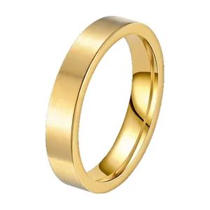 Classic gold stainless steel ring with brushed matte finish shown in a side perspective.
