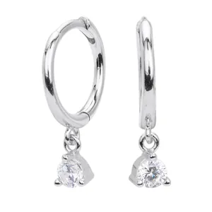 Elegant S925 sterling silver hoop earrings with sparkling round zircon dangles.