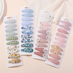 Set di Fermagli per Capelli BB in Tessuto a Quadretti Floreali per Bambini Forcine per Ragazze Accessori Moda