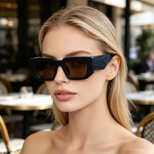 Rectangular Sunglasses PC Frame Wide Temples Geometric Texture UV400 Protection Retro Trendy For Women And Men