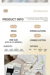 Detailed product information and color options for MEKKI combed cotton bear embroidery socks