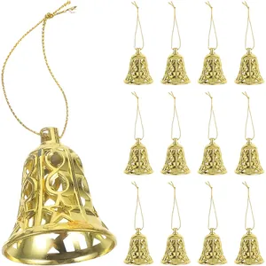 12er Set goldene hohle Weihnachtsglocken Ornamente für festlichen Weihnachtsbaumschmuck