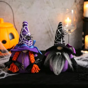 Halloween gnome plush dolls set with spider and vampire teeth for party decor
