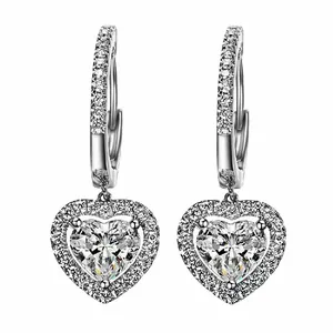 Elegant heart-shaped drop earrings featuring sparkling cubic zirconia stones