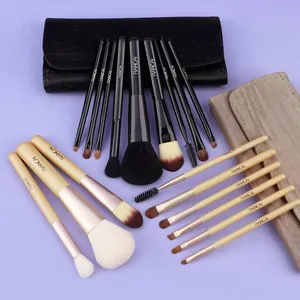 Professional 9pcs makeup brush set with soft natural hair and elegant storage cases