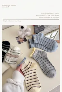 Detailed view of colorful striped combed cotton mid-calf socks with soft textures and contrast colors