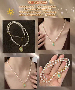 Collier vintage en perles de riz naturelles avec pendentif tournesol en opale radieuse